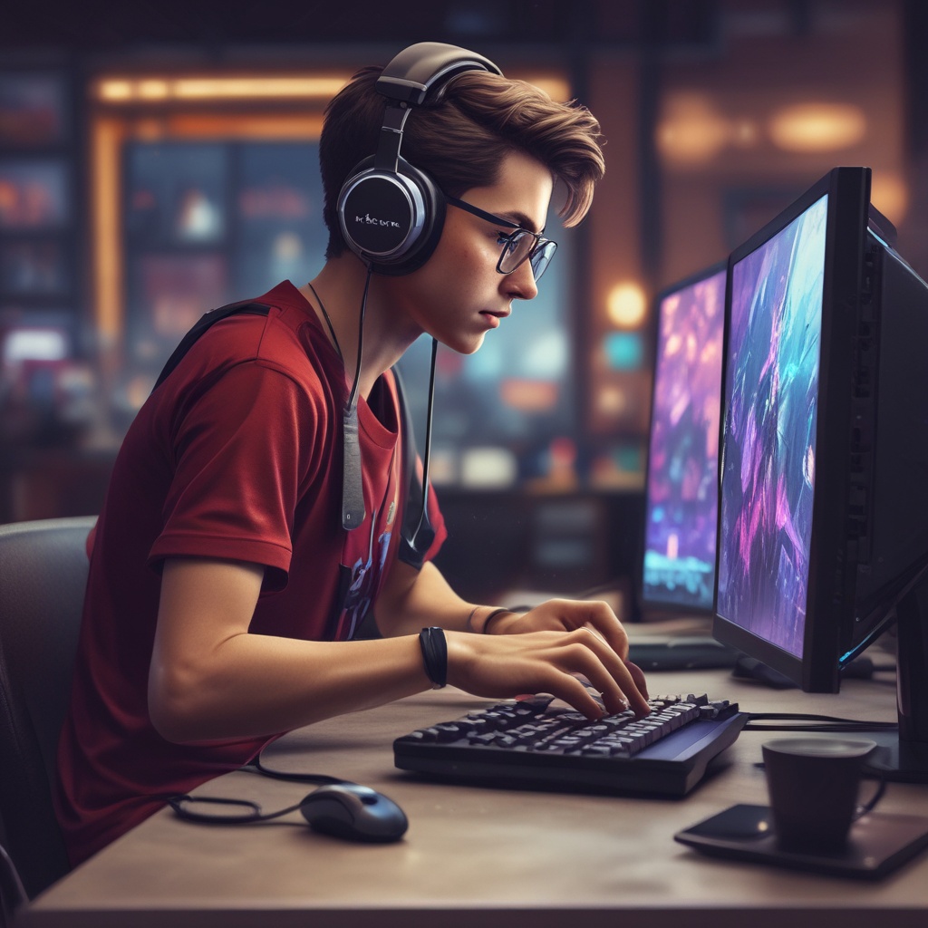 Person playing competitive gaming stream